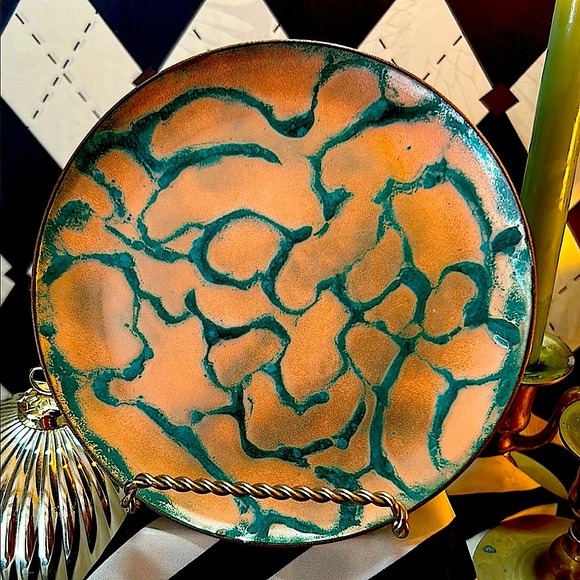 Copper Enamel Art Plate | Vibrant Hand-Fired Colors • One-of-a-Kind - Picture 5 of 17